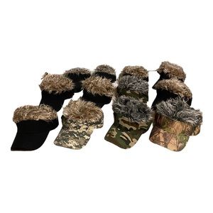 Lot of 12 New Golf Baseball Hat with Fake Hair Cap Men Sun Visor Toupee Hats